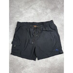 Tommy Bahama Swim Trunks Mens Large Black Nylon Board Shorts Pockets Relaxed Fit